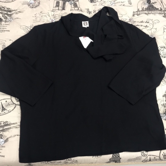 Anne Klein Women's V-Neck Bow Blouse - Picture 2 of 6